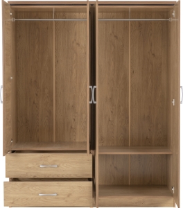 Image: 7142 - Charles 4 Door Wardrobe - Oak